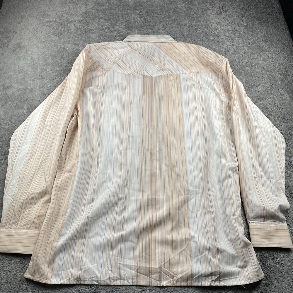 Desire Collection Long Sleeve Dress Shirt Mens Large Orange White Stripes - Picture 11 of 16